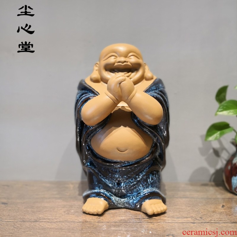 Dust heart congratulation pot-bellied smiling Buddha maitreya large ceramic zen consecrate Buddha sitting room furnishing articles