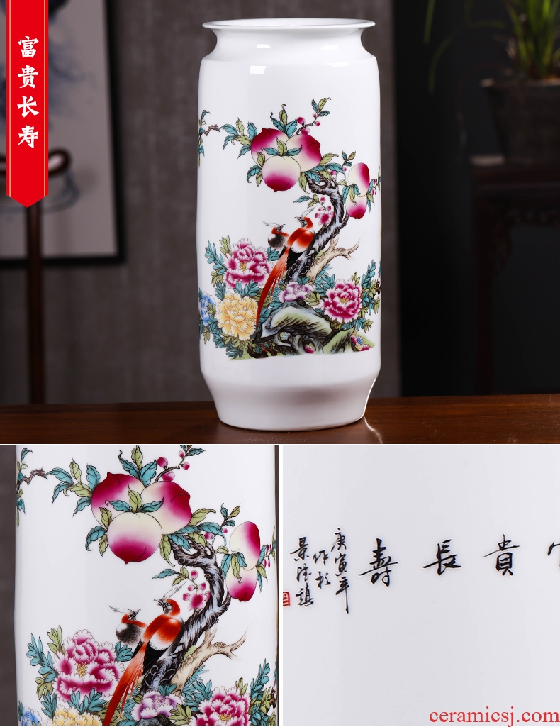 Chinese red large ceramic vase festive wedding pitcher hydroponic high water flower flower vase peony butterfly - 558552869743