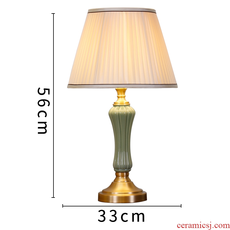 Full copper American ceramic desk lamp contracted sitting room bedroom berth lamp fashion study warmth european-style decorative adjustable light