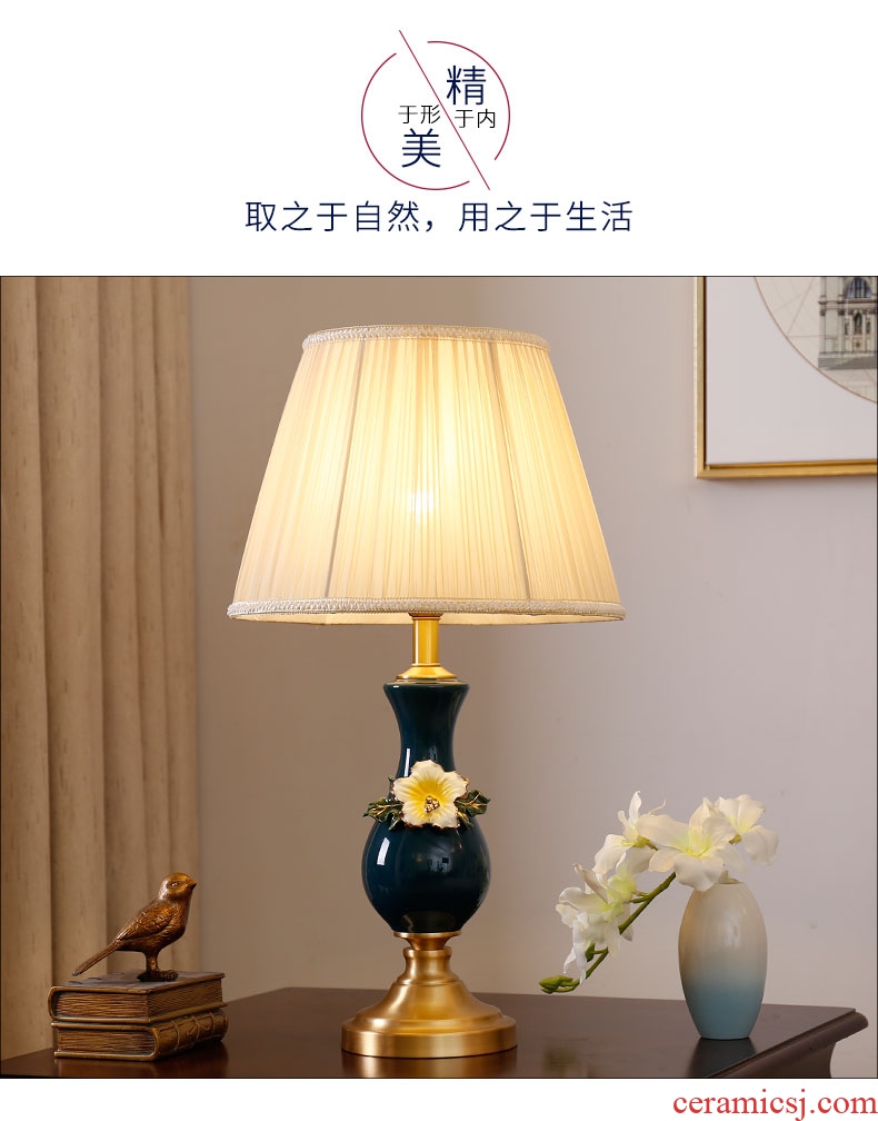 European ceramic colored enamel lamp full copper study fashion contracted sitting room bedroom berth lamp warm idea of American