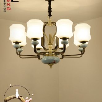 I and contracted style lamps and lanterns of new Chinese style droplight sitting room lamp hand - made ceramic antique chandeliers Chinese wind restoring ancient ways