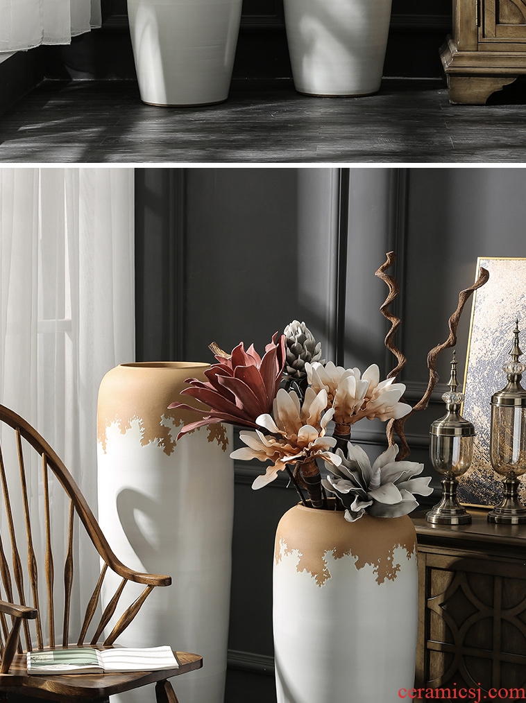 Color glaze up ceramic floor vase vase stylish sitting room hotel villa place large vases, flower arrangement - 576091452252
