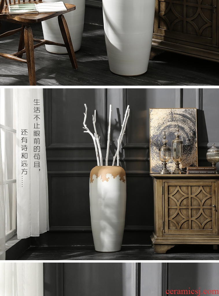 Color glaze up ceramic floor vase vase stylish sitting room hotel villa place large vases, flower arrangement - 576091452252