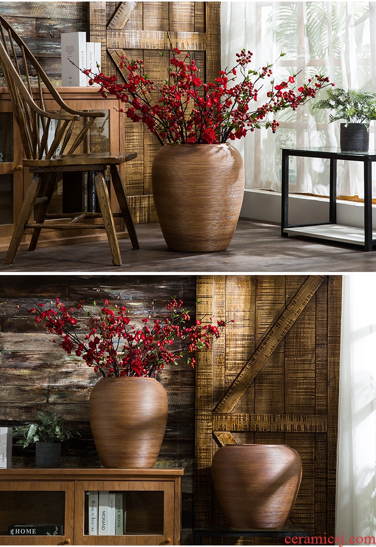 Jingdezhen ceramic vases, flower arrangement sitting room ground large dried flowers white ceramic porcelain ornaments porch decoration - 578142833449