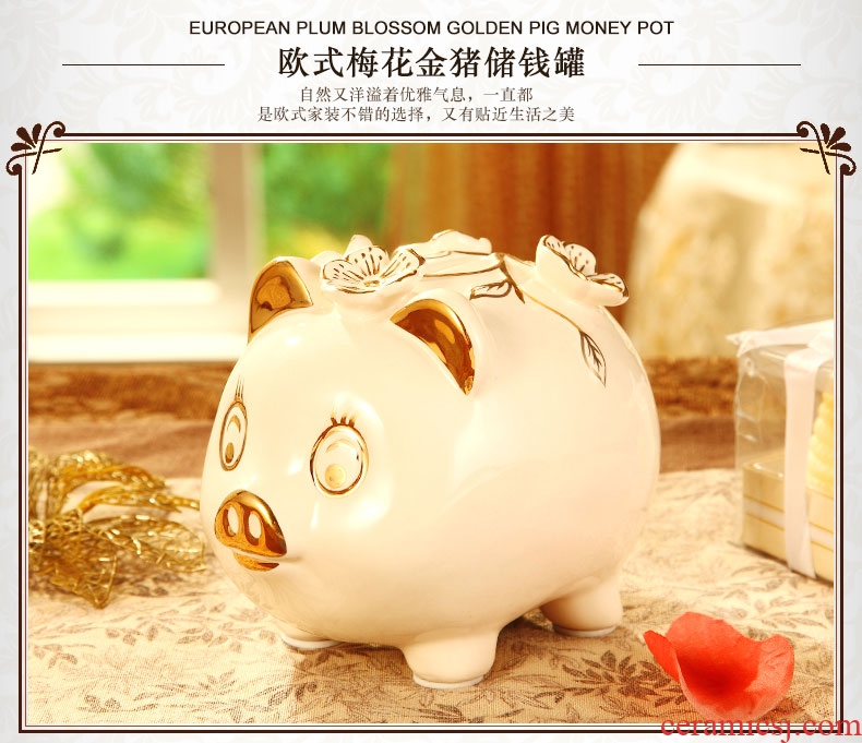Vatican Sally 's European ceramics gold baby pig piggy bank furnishing articles birthday gift money - a box piggy bank