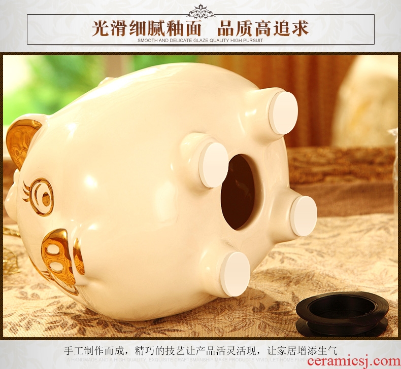 Vatican Sally 's European ceramics gold baby pig piggy bank furnishing articles birthday gift money - a box piggy bank