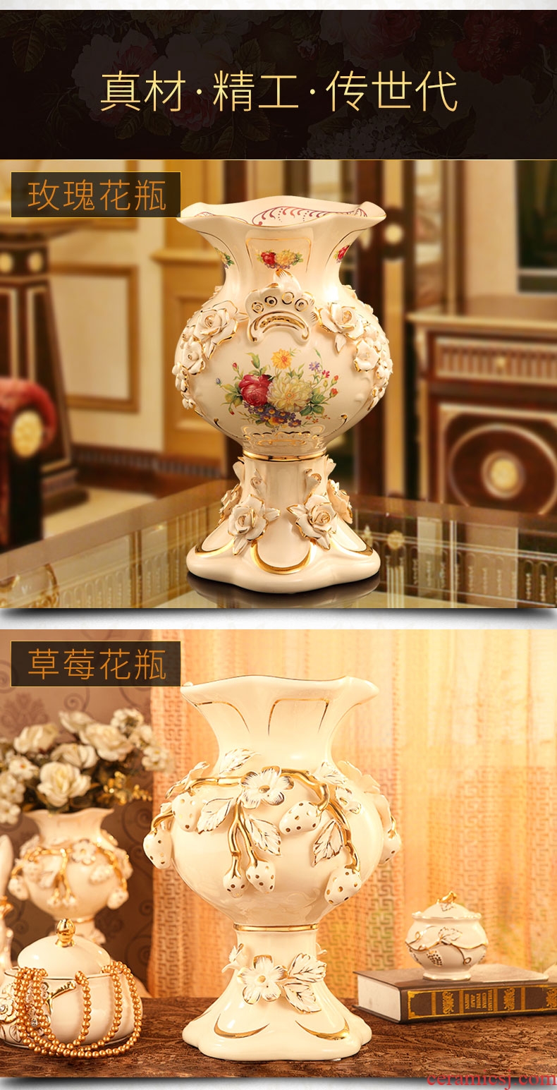 Jingdezhen ceramics vase Chinese penjing flower arranging large three - piece wine cabinet decoration plate household decoration - 523162568794