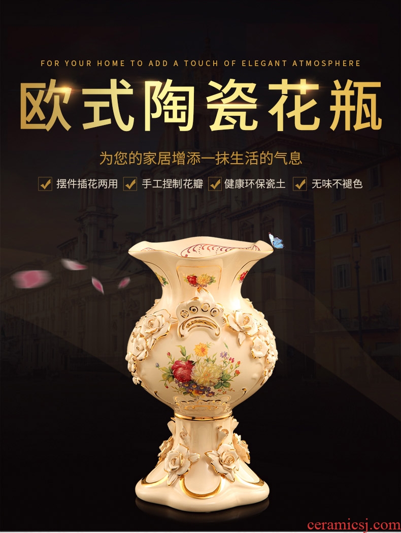Jingdezhen ceramic floor large vases, flower arrangement sitting room dry flower is placed Chinese style restoring ancient ways is checking pottery pot - 523162568794