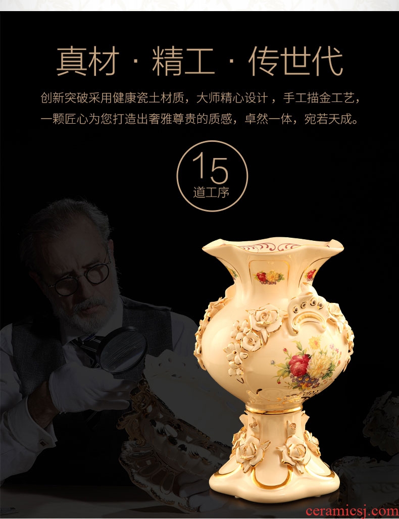 Jingdezhen ceramics vase Chinese penjing flower arranging large three - piece wine cabinet decoration plate household decoration - 523162568794