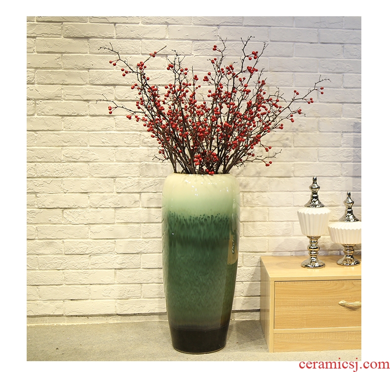 Jingdezhen ceramics green glaze landscape painting and calligraphy tube quiver scroll sitting room place, the study of large cylinder vase - 579172110912