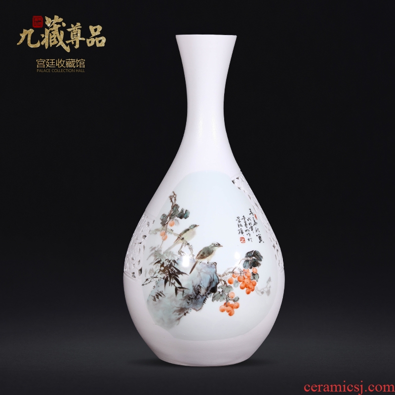 Jingdezhen ceramics dong-ming li hand-painted enamel vase Chinese style living room porch decoration crafts are arranging flowers