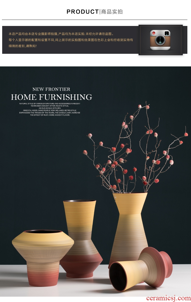 Creative designers vase furnishing articles large ceramic flower arranging device north European style living room home soft decoration light key-2 luxury - 591231526232