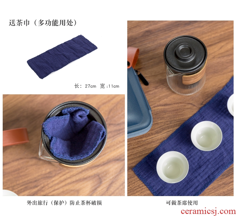 Ceramic pot of three cups of crack of a portable bag kung fu tea set contracted tea cup custom logo