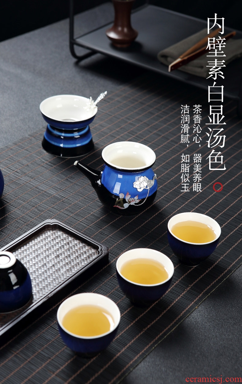 DH jingdezhen ceramic kung fu tea sets tea set variable masters cup sample tea cup set silver tureen teapot