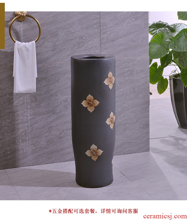 Ceramic column column type lavatory floor toilet basin one - piece household balcony lavatory