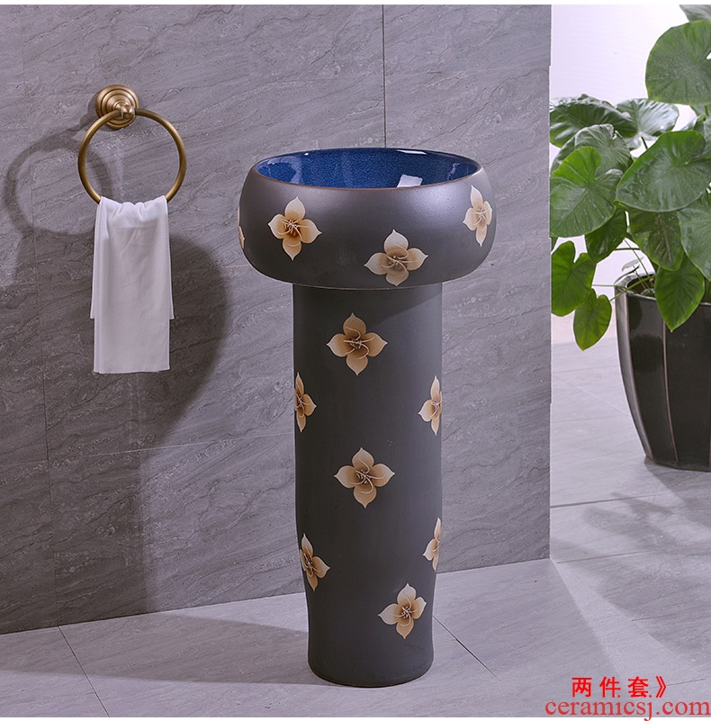 Ceramic column column type lavatory floor toilet basin one - piece household balcony lavatory