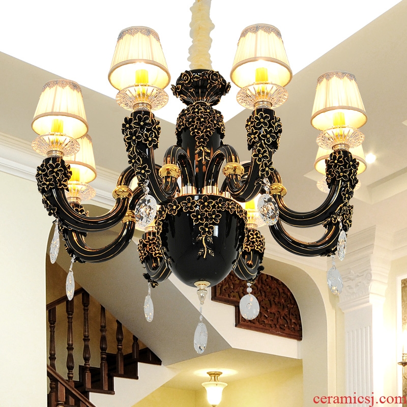 French key-2 luxury full ceramic crystal chandelier LED elegant sitting room bedroom study creative restaurant chandeliers