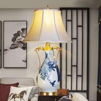 Emperor with jingdezhen hand - made ceramic desk lamp sitting room key-2 luxury decoration lamp atmosphere full of new Chinese style lamp cooper