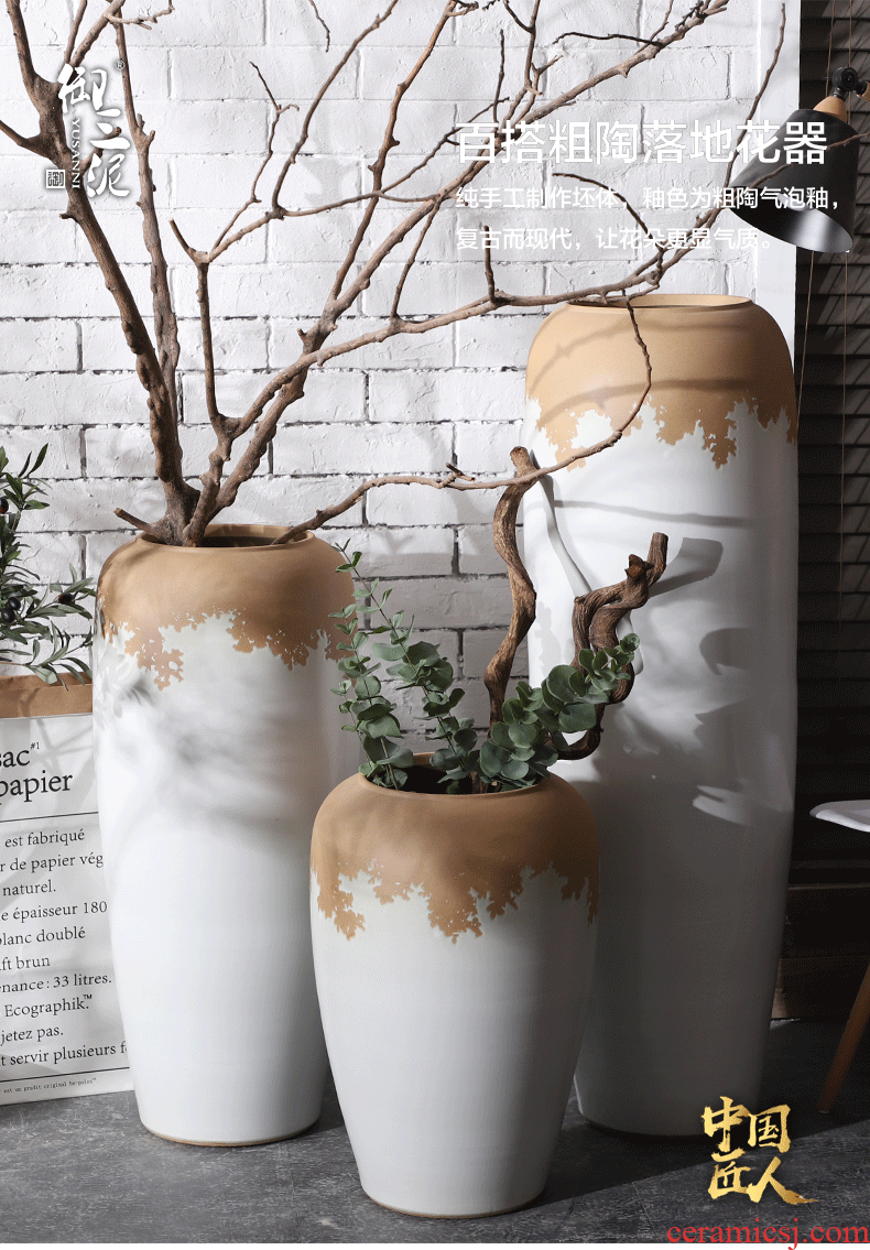 Jingdezhen ceramic vase furnishing articles home decoration contracted Europe type plug-in dried flowers large sitting room ground vase decoration - 577314980001