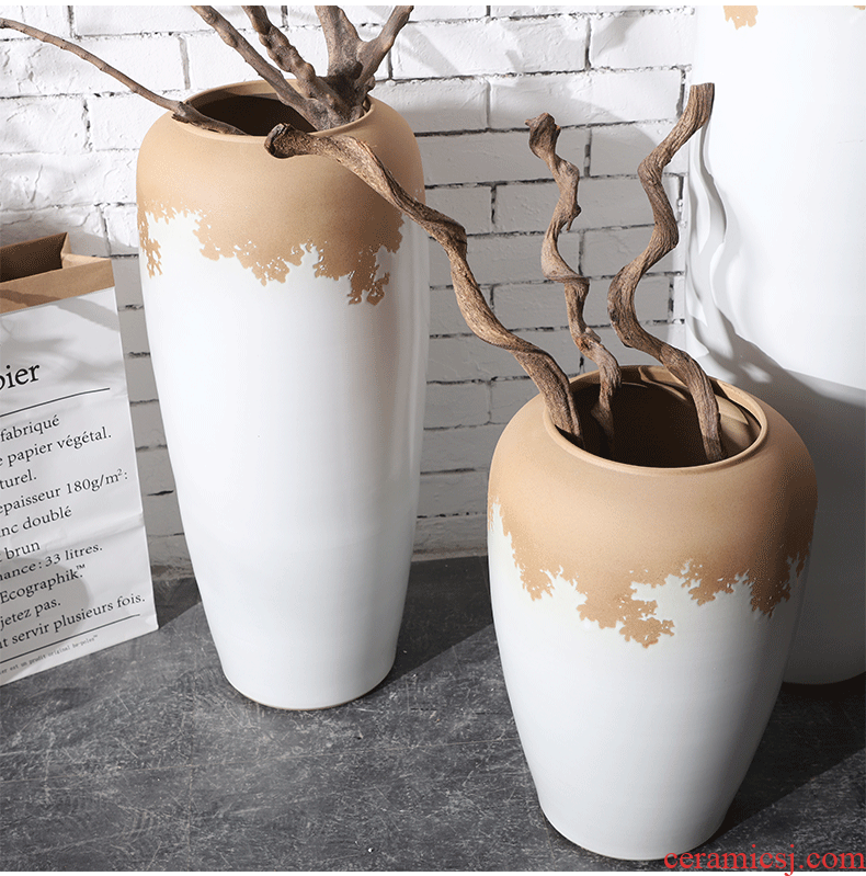 Jingdezhen ceramics antique hand - made landscape painting landing big vases, new Chinese style living room decorations furnishing articles - 577314980001