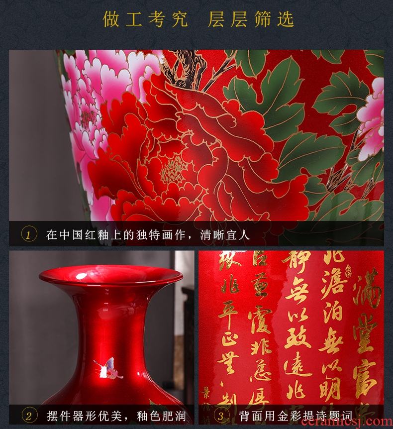 Dried flower vase furnishing articles sitting room flower arrangement of jingdezhen ceramic industry wind restoring ancient ways pottery flower implement European landing - 531571718073