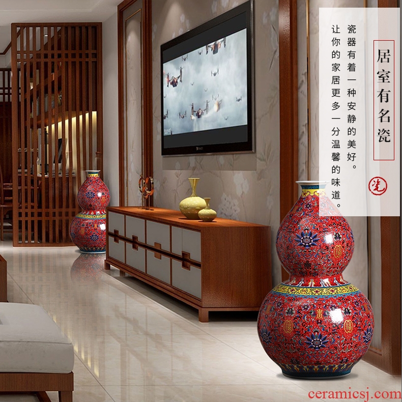 Jingdezhen big hand paint ceramic vase furnishing articles sitting room be born Chinese celadon decoration hotels high - grade decoration - 581142585488
