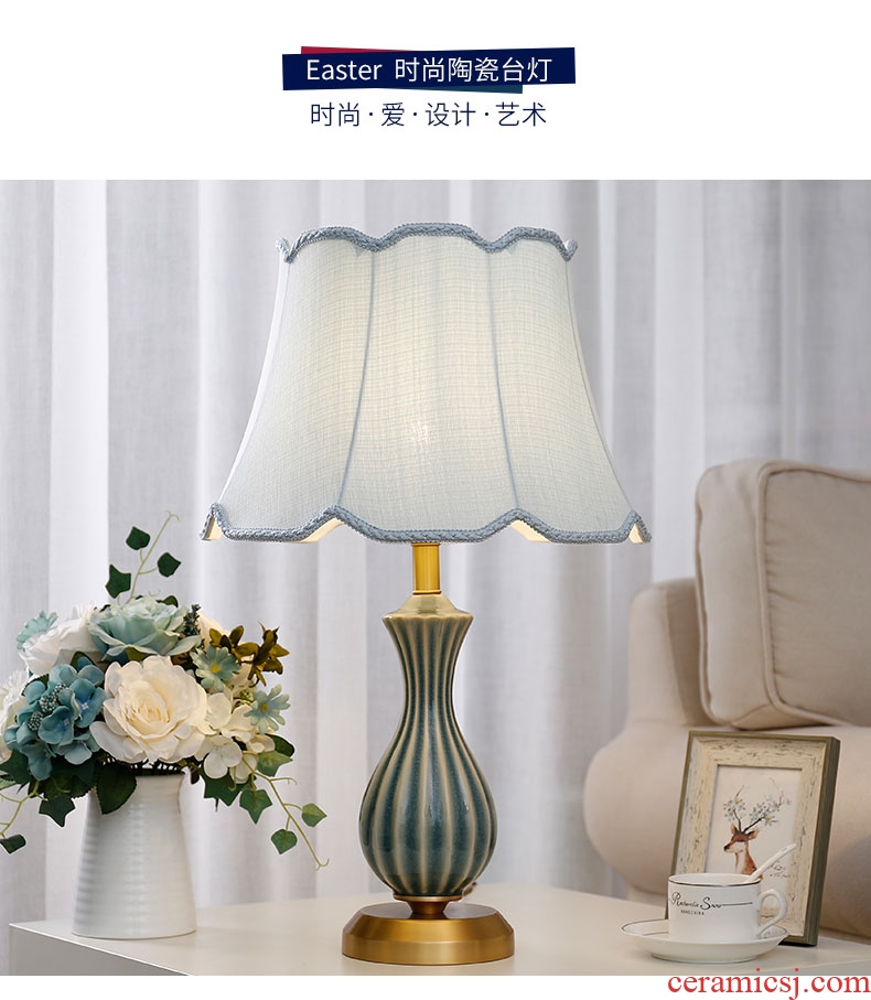 Ceramic lamp lamps and lanterns of bedroom the head of a bed full of copper european-style home sitting room TV cabinet light sweet romance study desk lamp