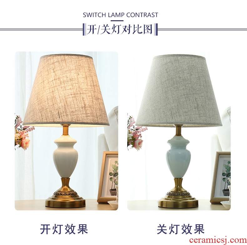 American lamp is contracted and I ceramic desk lamp of bedroom the head of a bed warm and romantic sitting room, study marriage adjustable light decoration