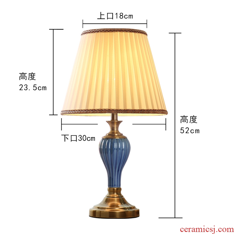 American ceramic desk lamp light sweet romance of bedroom the head of a bed contracted and contemporary creative personality dimming wedding room decoration