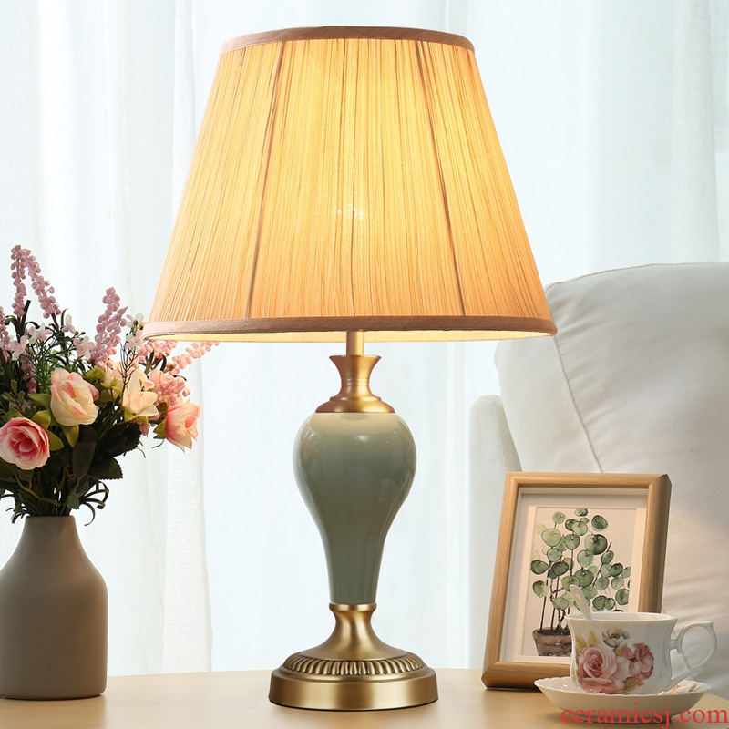 American ceramic full copper bedroom berth lamp contracted and I creative sweet carried a warm light bedside table decoration