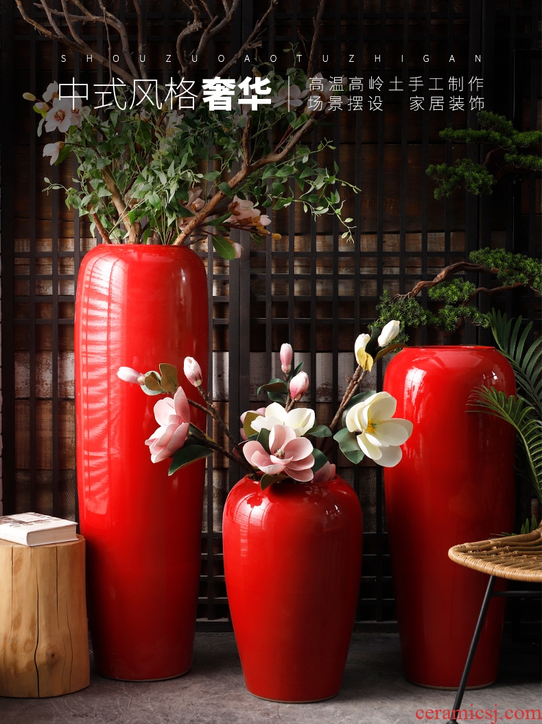 Hand draw name plum blossom put lotus 80 cm high landing big vase of porcelain of jingdezhen ceramics sitting room adornment is placed - 559729067698