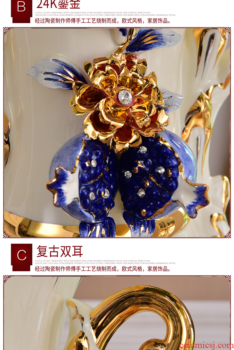 Jingdezhen ceramic vase furnishing articles landing of large modern Chinese style household porcelain flower arranging idea gourd wine accessories - 556180906601