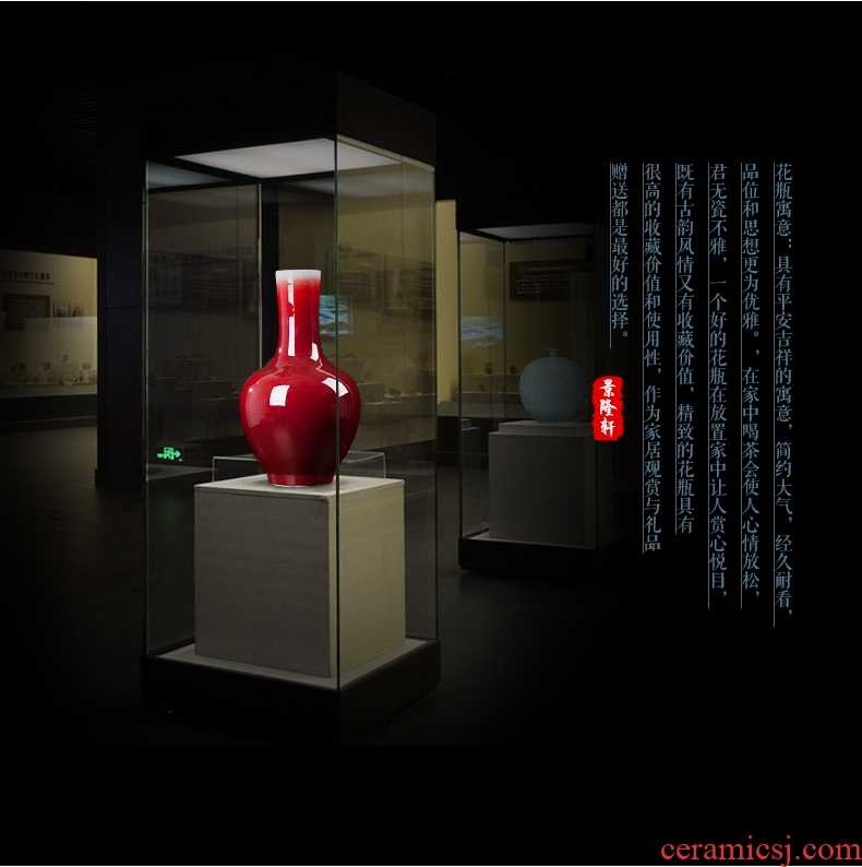 Jingdezhen ceramic floor big vase Chinese style Chinese red flower arranging furnishing articles sitting room courtyard exhibition hall, the opened decoration - 578071851049