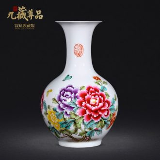 Jingdezhen ceramics vase hand-painted famille rose blooming flowers of the reward bottle of home sitting room collect adornment