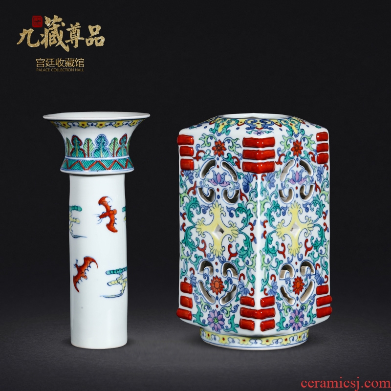 Jingdezhen porcelain vases, antique hand-painted porcelain dou turn color heart bottles of home sitting room collect adornment furnishing articles