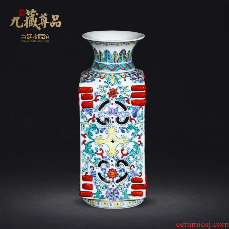 Jingdezhen porcelain vases, antique hand-painted porcelain dou turn color heart bottles of home sitting room collect adornment furnishing articles