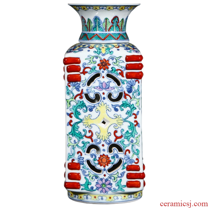 Jingdezhen porcelain vases, antique hand-painted porcelain dou turn color heart bottles of home sitting room collect adornment furnishing articles