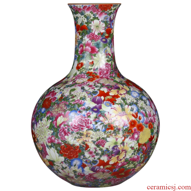 Jingdezhen ceramics imitation qing qianlong colored enamel bottle than a flower vase household decoration decoration furnishing articles sitting room
