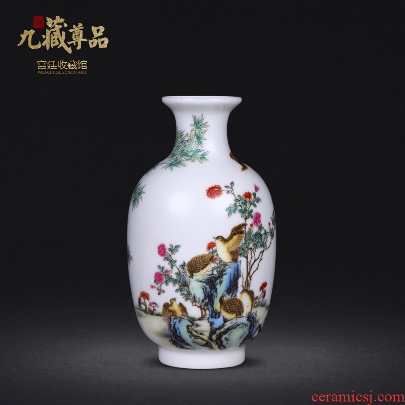 Jingdezhen ceramics imitation qing qianlong colored enamel ten bamboo treasure peace sitting room adornment handicraft furnishing articles collection