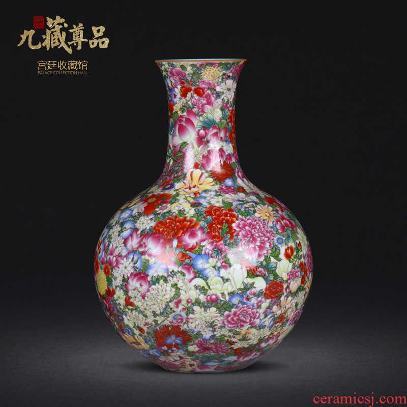 Jingdezhen ceramics imitation qing qianlong colored enamel bottle than a flower vase household decoration decoration furnishing articles sitting room