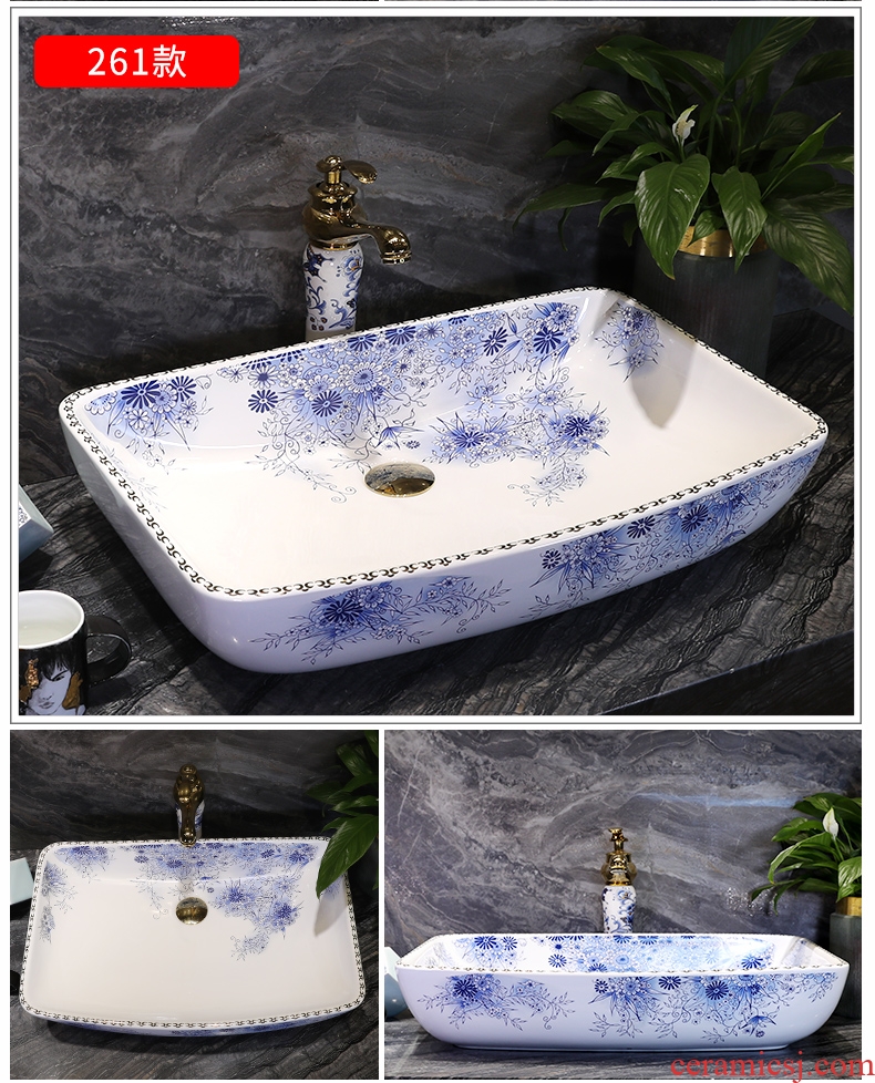 Million birds on the blue and white porcelain basin jingdezhen ceramic lavatory basin of Chinese style art basin petals round the sink