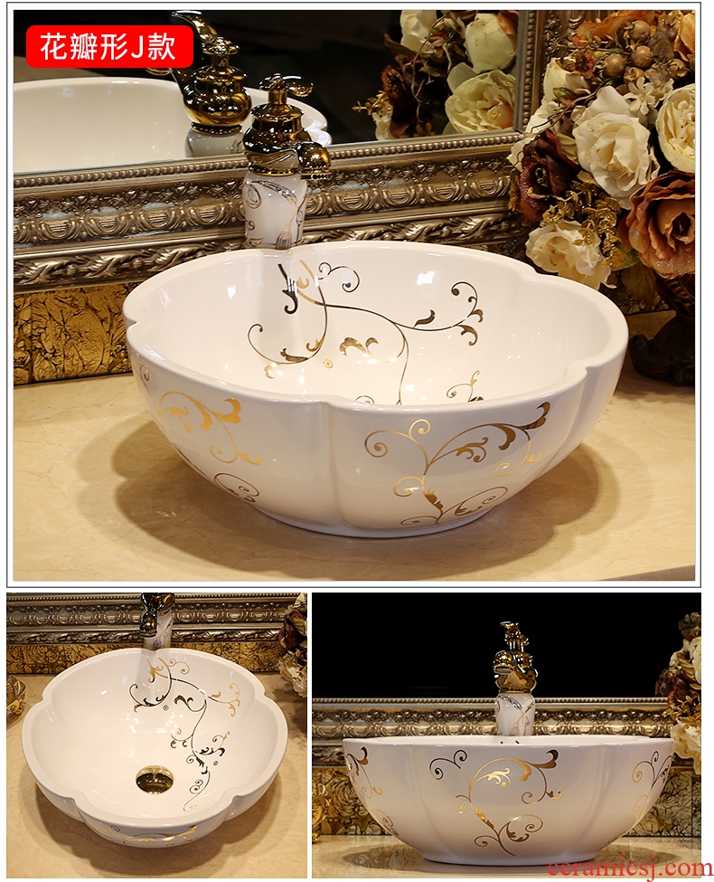 Million birds on the basin of ceramic art basin European household toilet lavabo lavatory petals sink