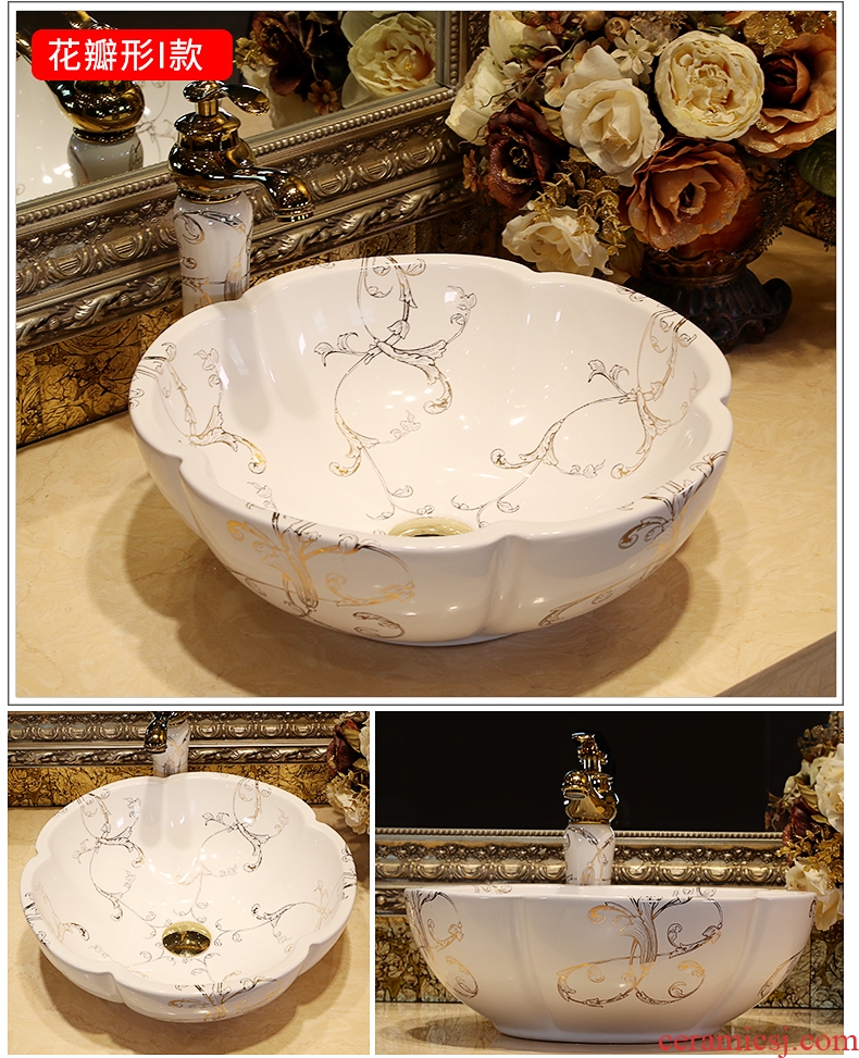Million birds on the basin of ceramic art basin European household toilet lavabo lavatory petals sink