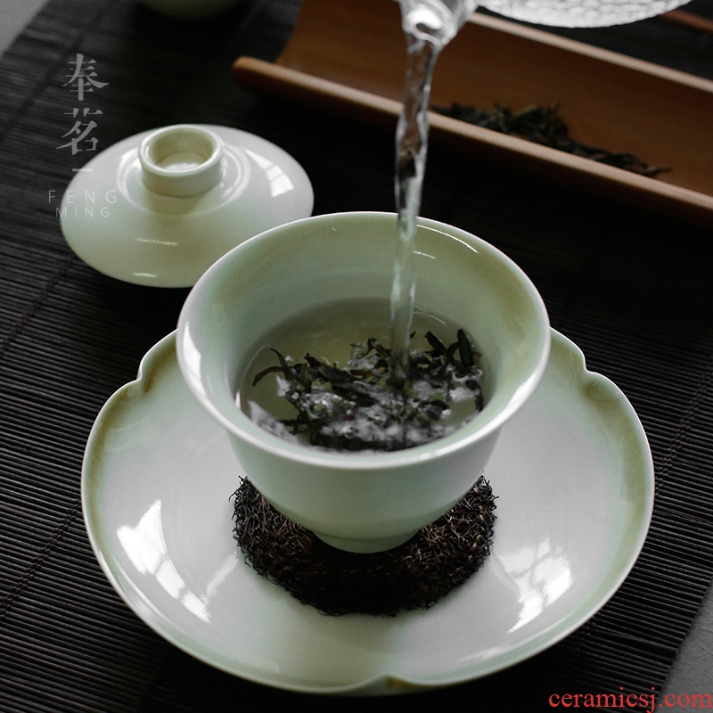 Serve tea plant ash glaze bowl is pure manual tureen kung fu tea sets ceramic dry bubble three to make tea cup