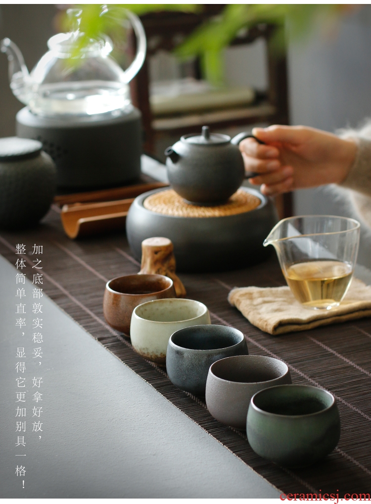 Serve tea coarse pottery teacup five ancient jun porcelain Japanese five lines of sample tea cup cup kiln kung fu suit individual cup