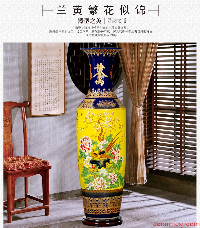 Jingdezhen blue and white ceramics vase of large hotel opening Chinese flower arranging sitting room adornment office furnishing articles - 556163890433