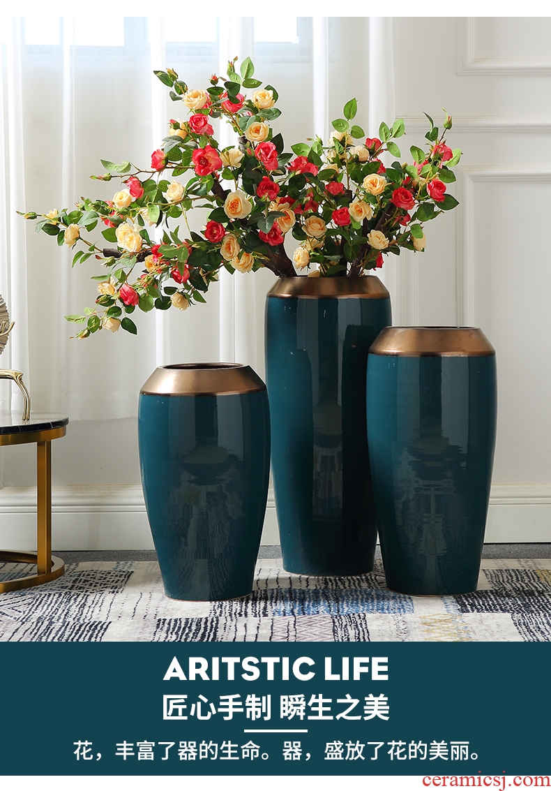 Jingdezhen ceramic furnishing articles adornment that occupy the home sitting room of large vase flower arranging hotel European modern vase - 600317618219