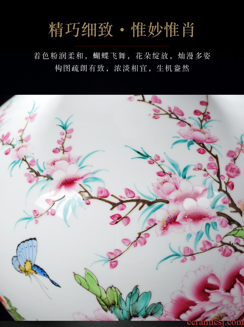 Jingdezhen ceramics big vase hand - made famille rose flower decoration landing name plum the sitting room porch place - 598514214094