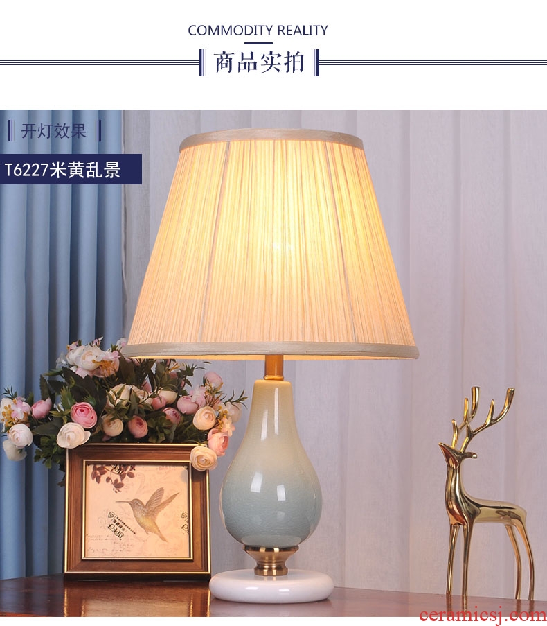 American small desk lamp bedroom nightstand I and contracted ceramic creative a warm and romantic wedding room decoration of remote control