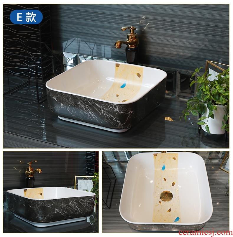 Contracted on the ceramic bowl lavatory square black marble basin of household toilet lavabo art